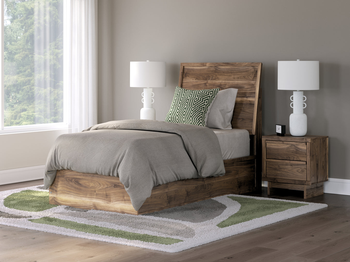 Pines Furniture Outlet - Ashley Furniture - Chirason Bedroom - Twin Panel Bed / Brown - PCB3367B21