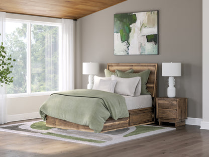 Pines Furniture Outlet - Ashley Furniture - Chirason Bedroom - Full Panel Bed with Storage / Brown - PCB3367B28
