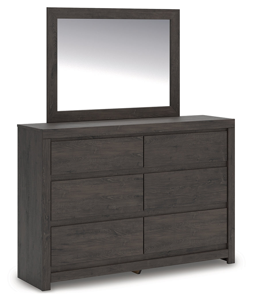 Pines Furniture Outlet - Ashley Furniture - Fraluna Bedroom - Dresser and Mirror / Charcoal - PCB3370B1