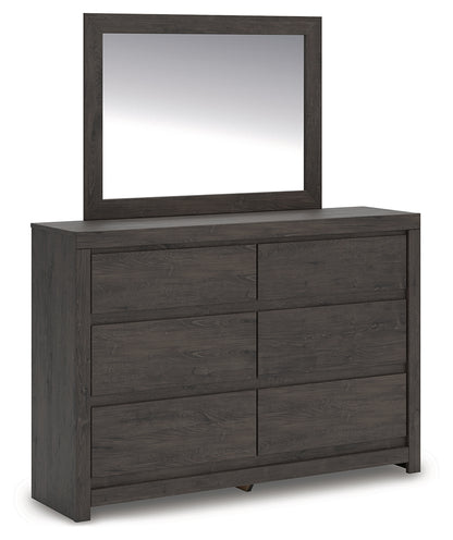 Pines Furniture Outlet - Ashley Furniture - Fraluna Bedroom - Dresser and Mirror / Charcoal - PCB3370B1