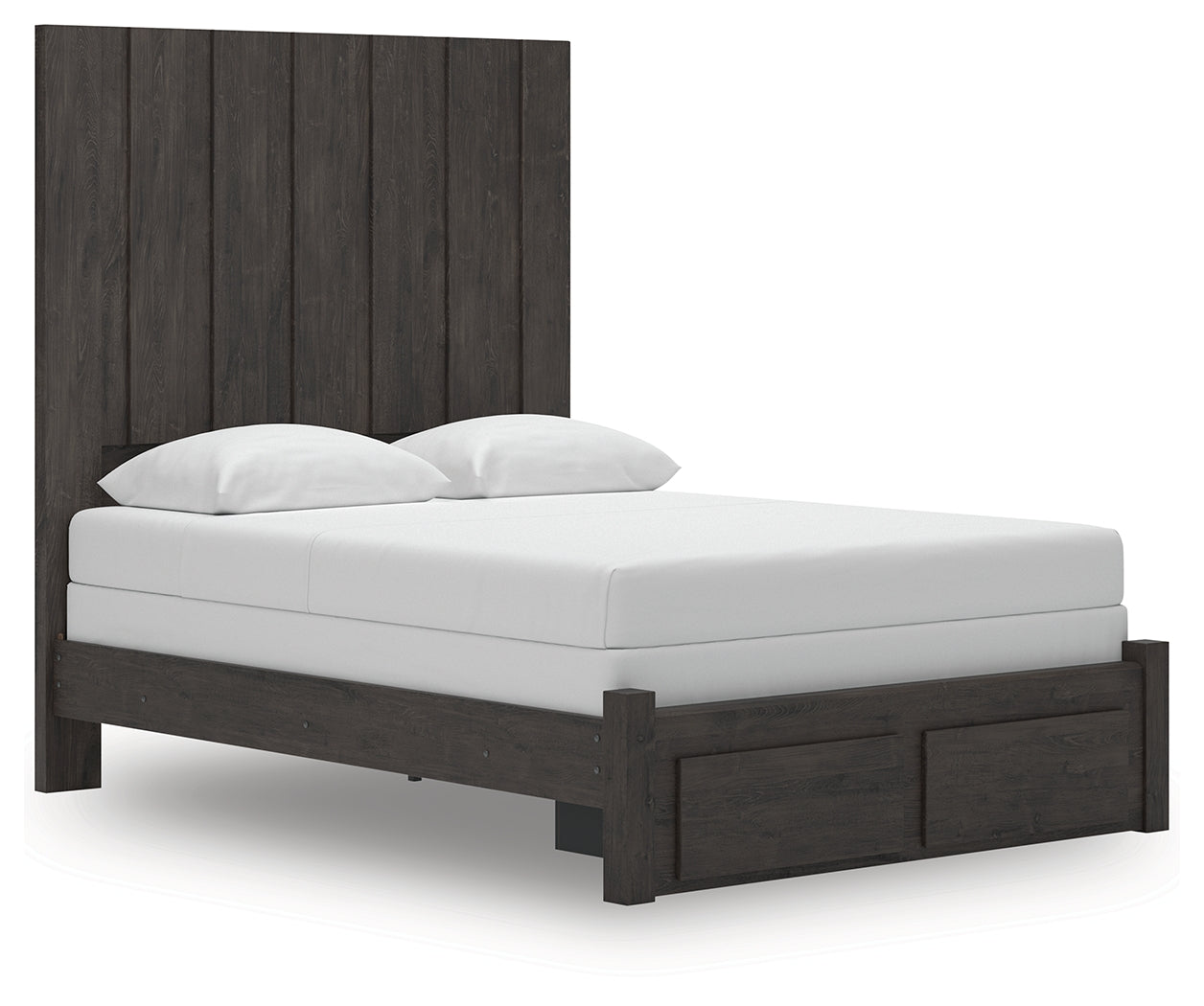 Pines Furniture Outlet - Ashley Furniture - Fraluna Bedroom - Queen Panel Storage Bed / Charcoal - PCB3370B4