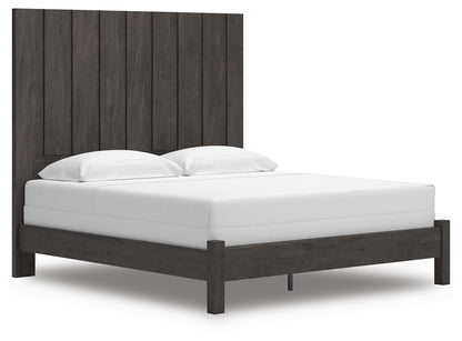 Pines Furniture Outlet - Ashley Furniture - Fraluna Bedroom - King Panel Bed / Charcoal - PCB3370B8
