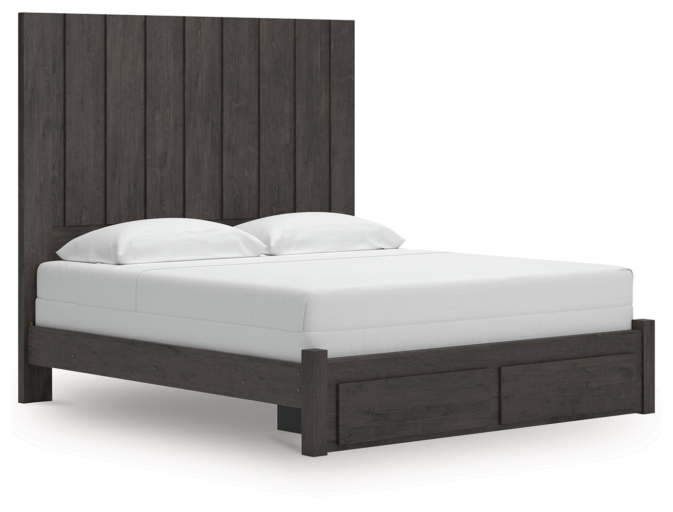 Pines Furniture Outlet - Ashley Furniture - Fraluna Bedroom - King Panel Storage Bed / Charcoal - PCB3370B9