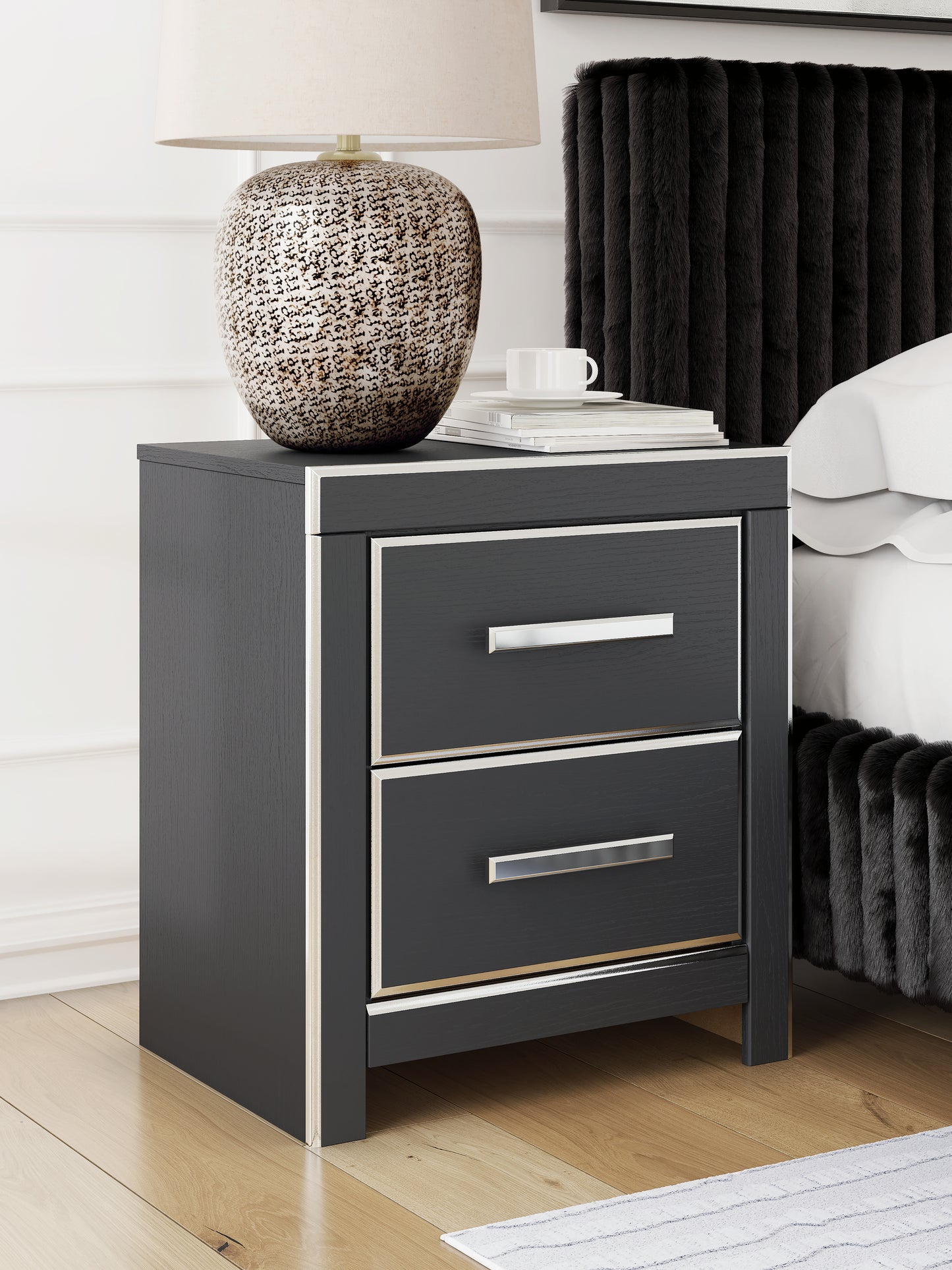 Pines Furniture Outlet - Ashley Furniture - Zuraleus Bedroom - Two Drawer Night Stand / Black - PCB3380-92