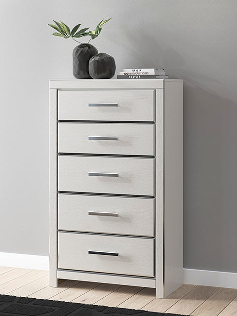 Pines Furniture Outlet - Ashley Furniture - Zuraleus Bedroom - Five Drawer Chest / White - PCB3381-46