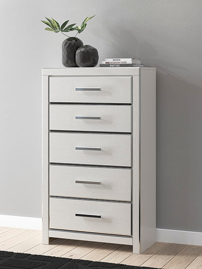 Pines Furniture Outlet - Ashley Furniture - Zuraleus Bedroom - Five Drawer Chest / White - PCB3381-46