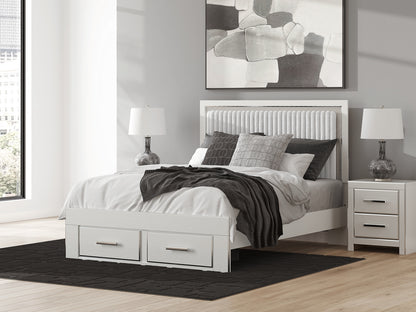 Pines Furniture Outlet - Ashley Furniture - Zuraleus Bedroom - Queen Upholstered Panel Storage Bed / White - PCB3381B4