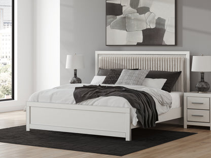 Pines Furniture Outlet - Ashley Furniture - Zuraleus Bedroom - King Upholstered Panel Bed / White - PCB3381B8