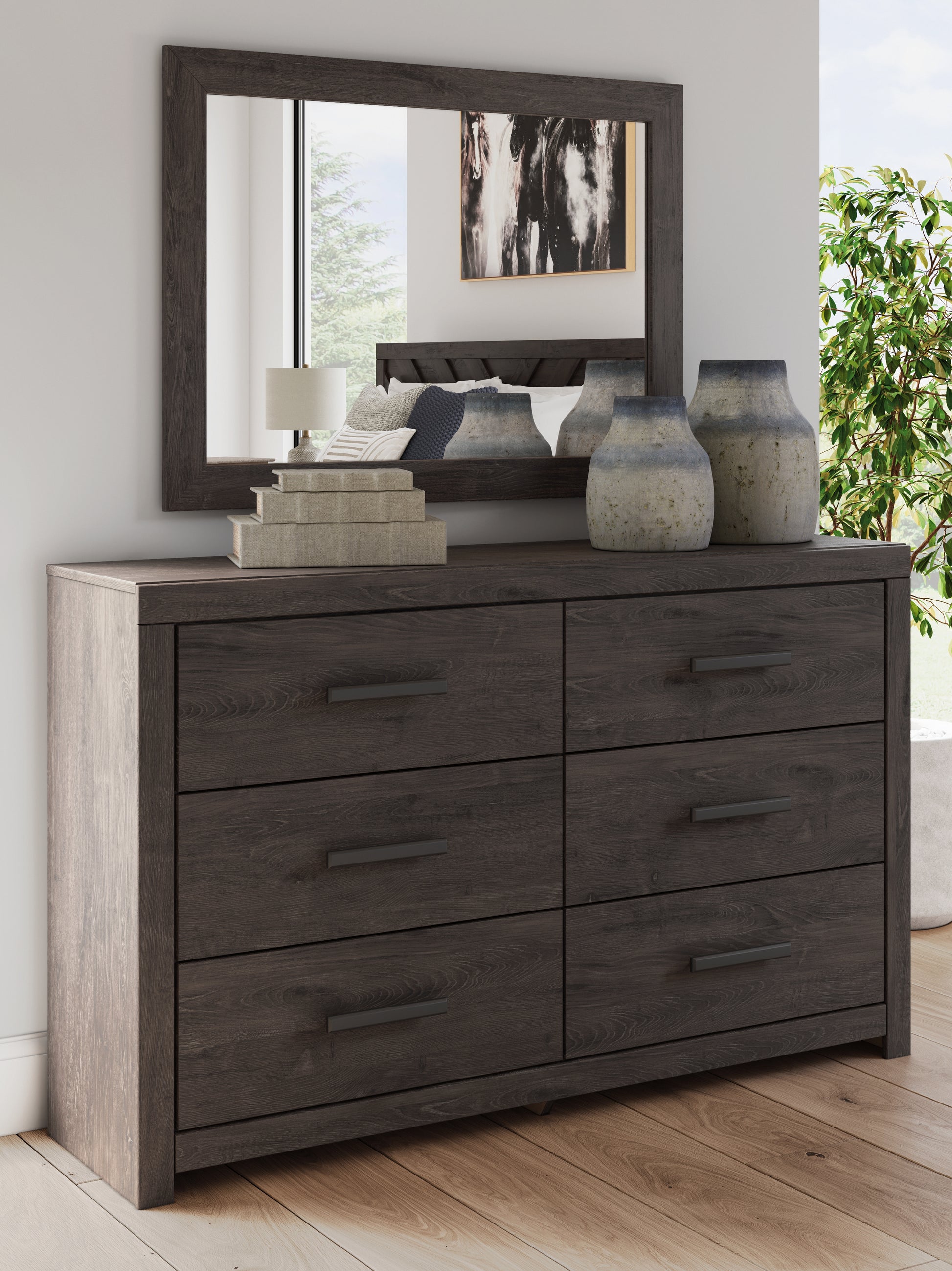Pines Furniture Outlet - Ashley Furniture - Prendonea Bedroom - Five Drawer Chest / Charcoal - B3789-46