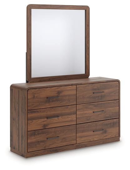 Pines Furniture Outlet - Ashley Furniture - Fortlorn Bedroom - Dresser and Mirror / Walnut Brown - PCB386B1