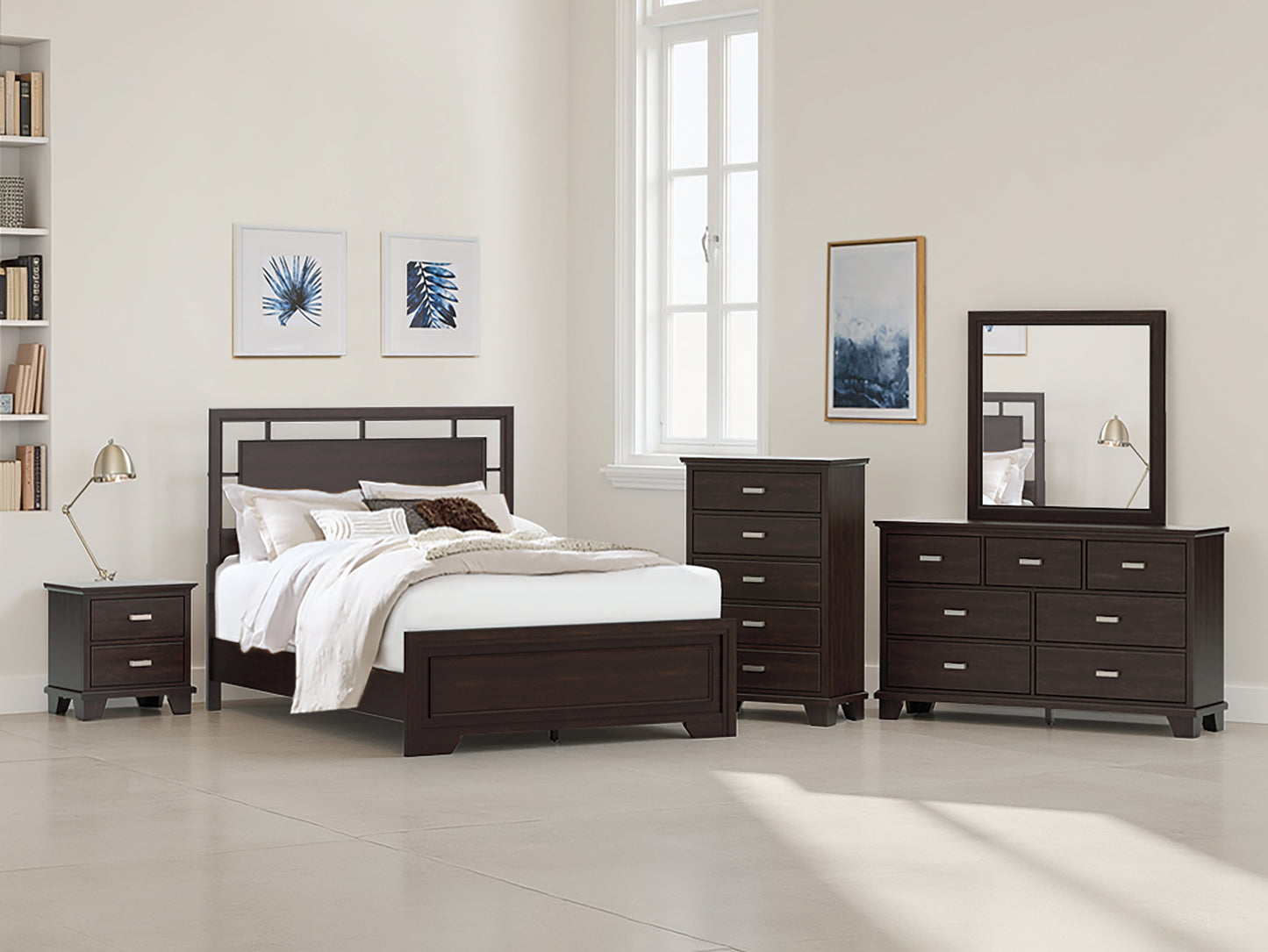 Pines Furniture Outlet - Ashley Furniture - Covetown Bedroom - Queen Panel Bed / Dark Brown - B441B6