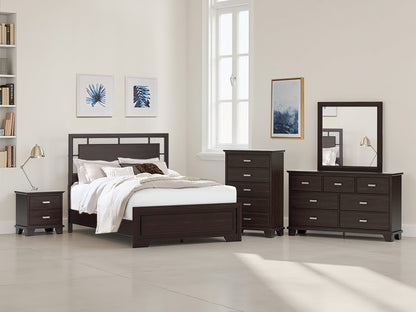 Pines Furniture Outlet - Ashley Furniture - Covetown Bedroom - Queen Panel Bed / Dark Brown - B441B6