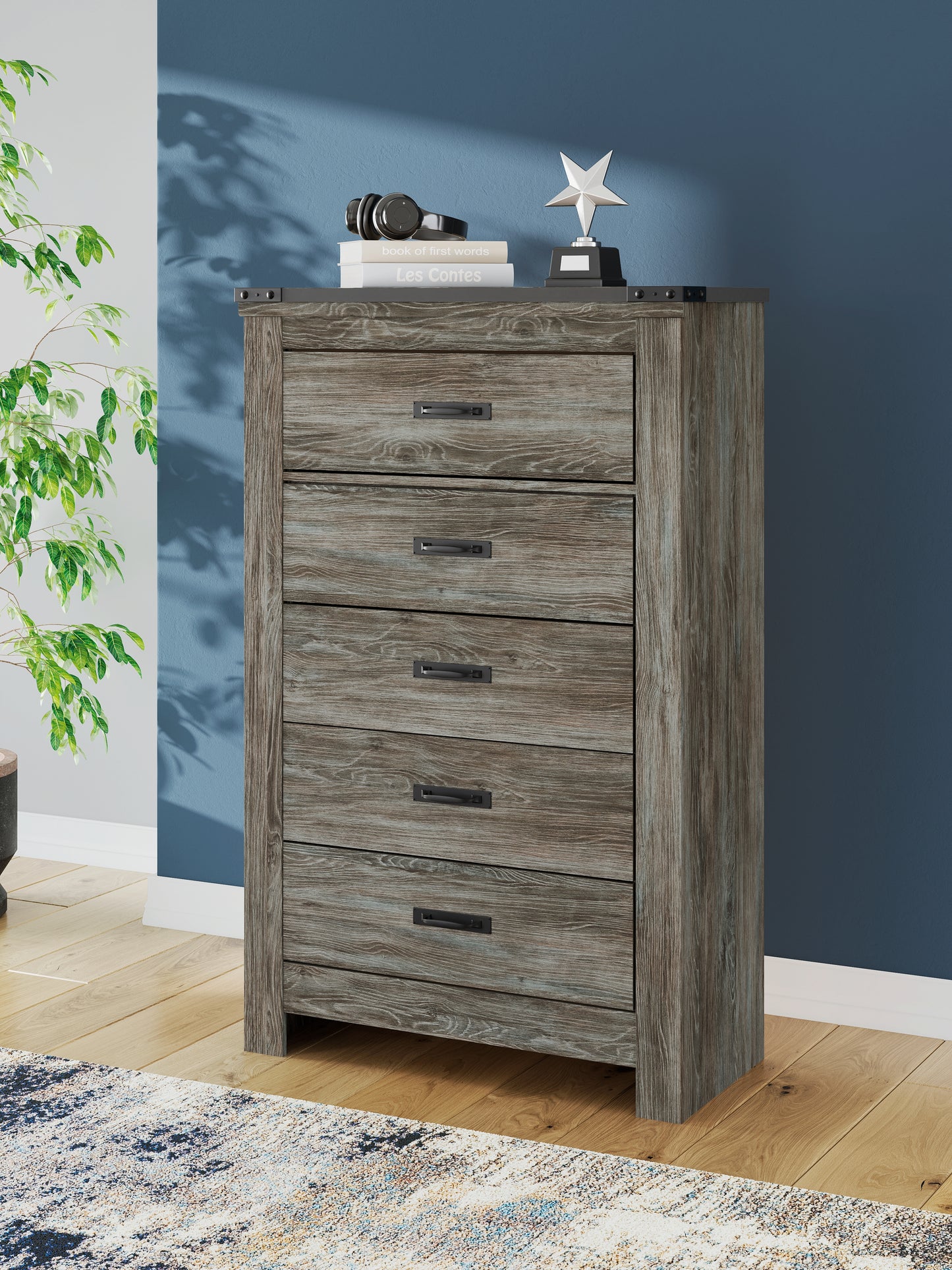 Pines Furniture Outlet - Ashley Furniture - Frandern Bedroom - Two Drawer Night Stand / Gray - B4480-92
