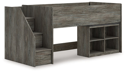 Pines Furniture Outlet - Ashley Furniture - Frandern Bedroom - Twin Loft  Bed with Bookcase Storage / Gray - B4480B14