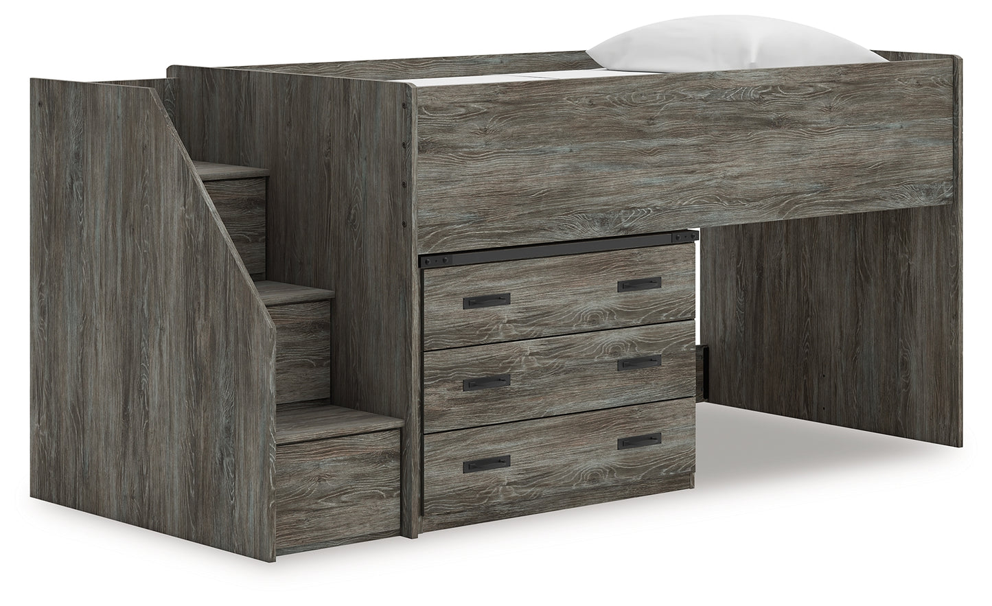 Pines Furniture Outlet - Ashley Furniture - Frandern Bedroom - Twin Loft Bed with Drawer Storage / Gray - B4480B15