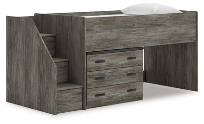 Pines Furniture Outlet - Ashley Furniture - Frandern Bedroom - Twin Loft Bed with Drawer Storage / Gray - B4480B15