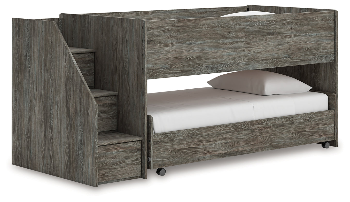 Pines Furniture Outlet - Ashley Furniture - Frandern Bedroom - Twin over Twin Loft Bed / Gray - B4480B13