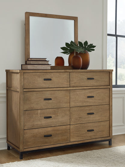 Pines Furniture Outlet - Ashley Furniture - Tomtyn Bedroom - Dresser and Mirror / Light Brown - B622B1