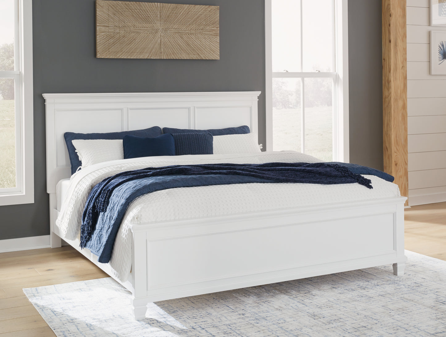 Pines Furniture Outlet - Ashley Furniture - Fortman Bedroom - California King Panel Bed / White - B680B5