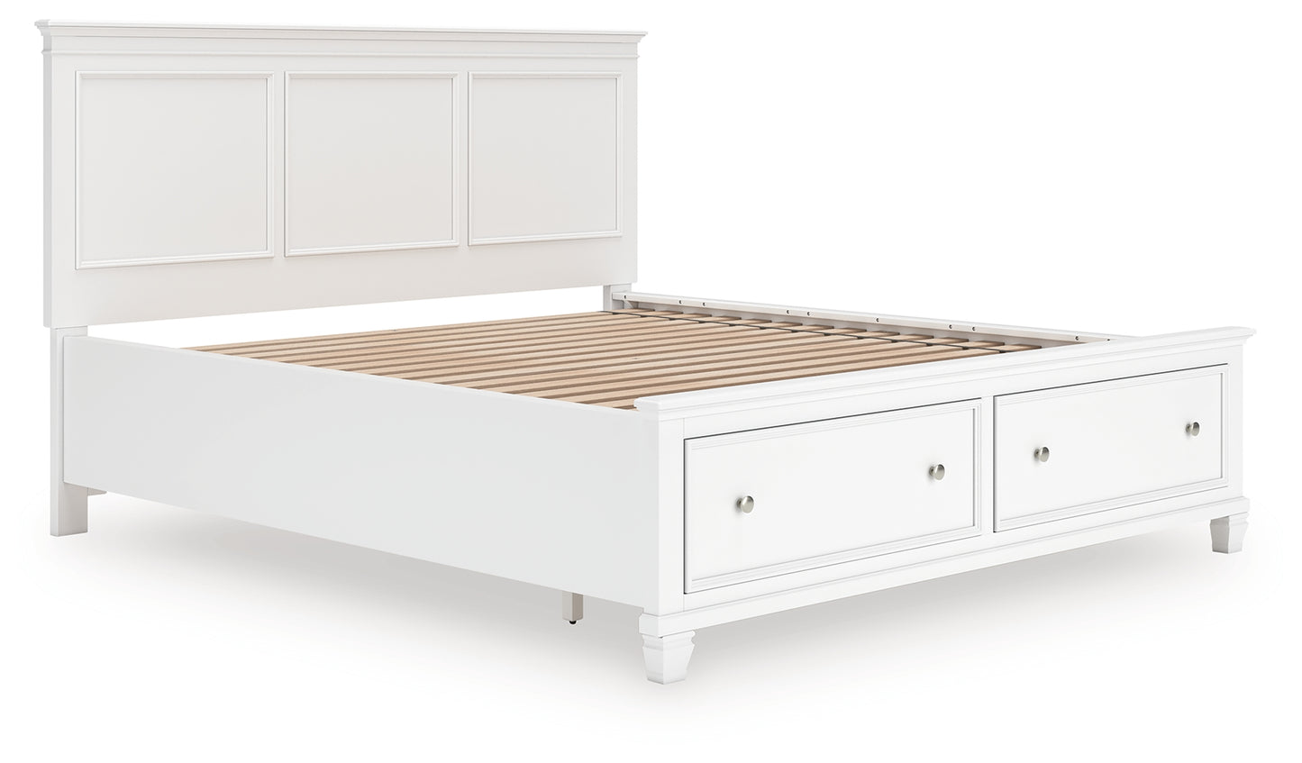 Pines Furniture Outlet - Ashley Furniture - Fortman Bedroom - California King Panel Storage Bed / White - B680B23
