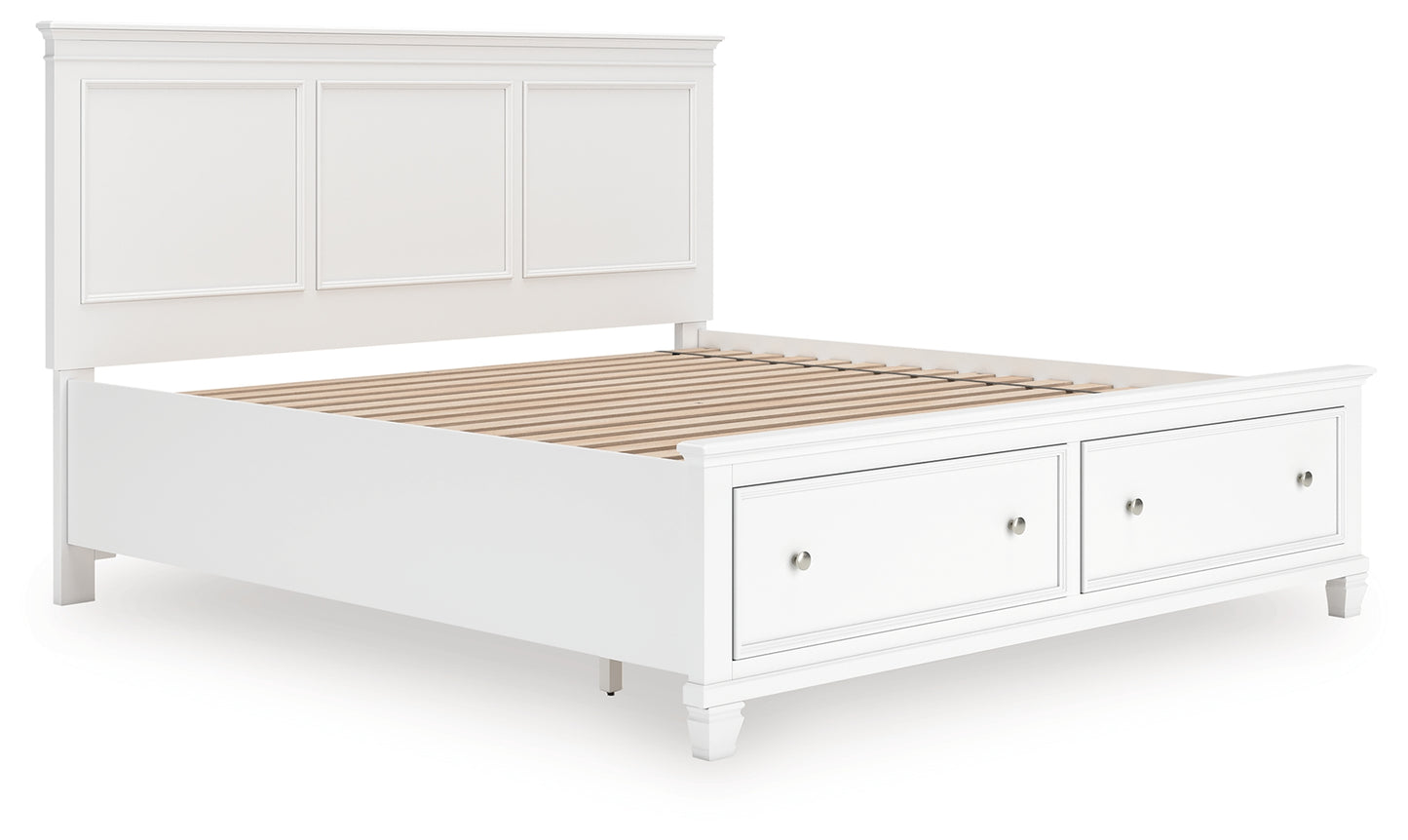 Pines Furniture Outlet - Ashley Furniture - Fortman Bedroom - King Panel Storage Bed / White - B680B22