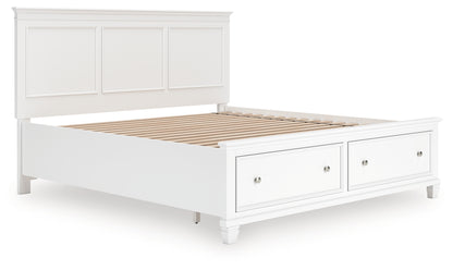 Pines Furniture Outlet - Ashley Furniture - Fortman Bedroom - King Panel Storage Bed / White - B680B22