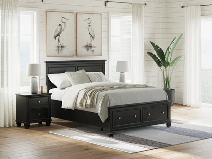 Pines Furniture Outlet - Ashley Furniture - Lanolee Bedroom - Queen Panel Storage Bed / Black - B687B17