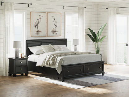 Pines Furniture Outlet - Ashley Furniture - Lanolee Bedroom - California King Panel Storage Bed / Black - B687B20