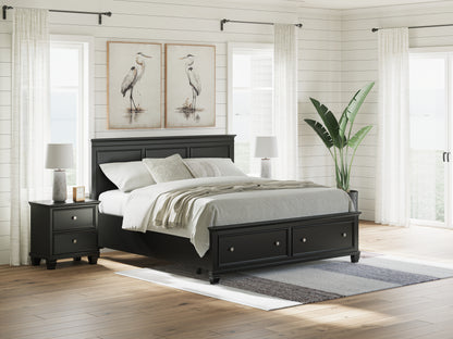 Pines Furniture Outlet - Ashley Furniture - Lanolee Bedroom - King Panel Storage Bed / Black - B687B19