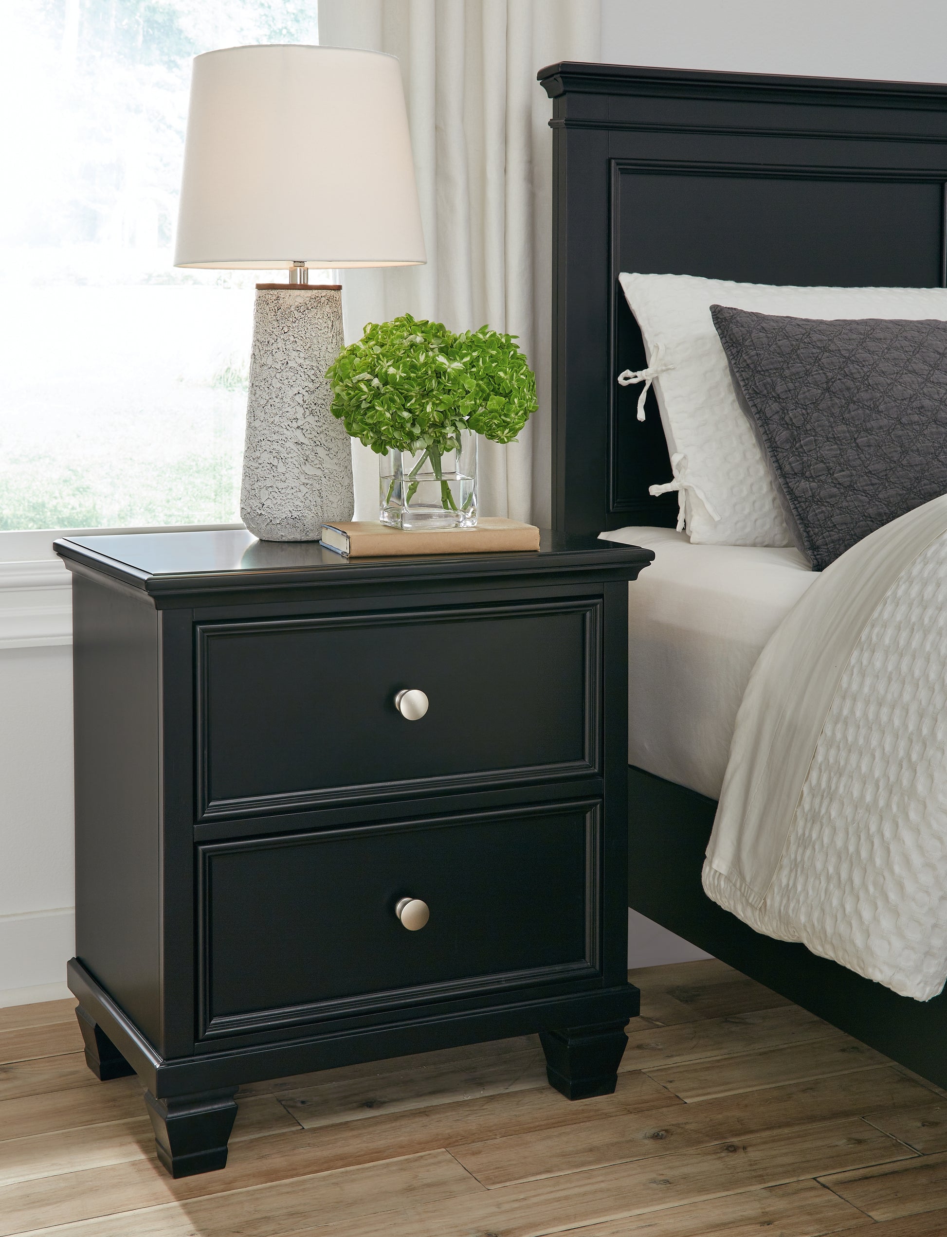 Pines Furniture Outlet - Ashley Furniture - Lanolee Bedroom - Queen Panel Storage Bed / Black - B687B17