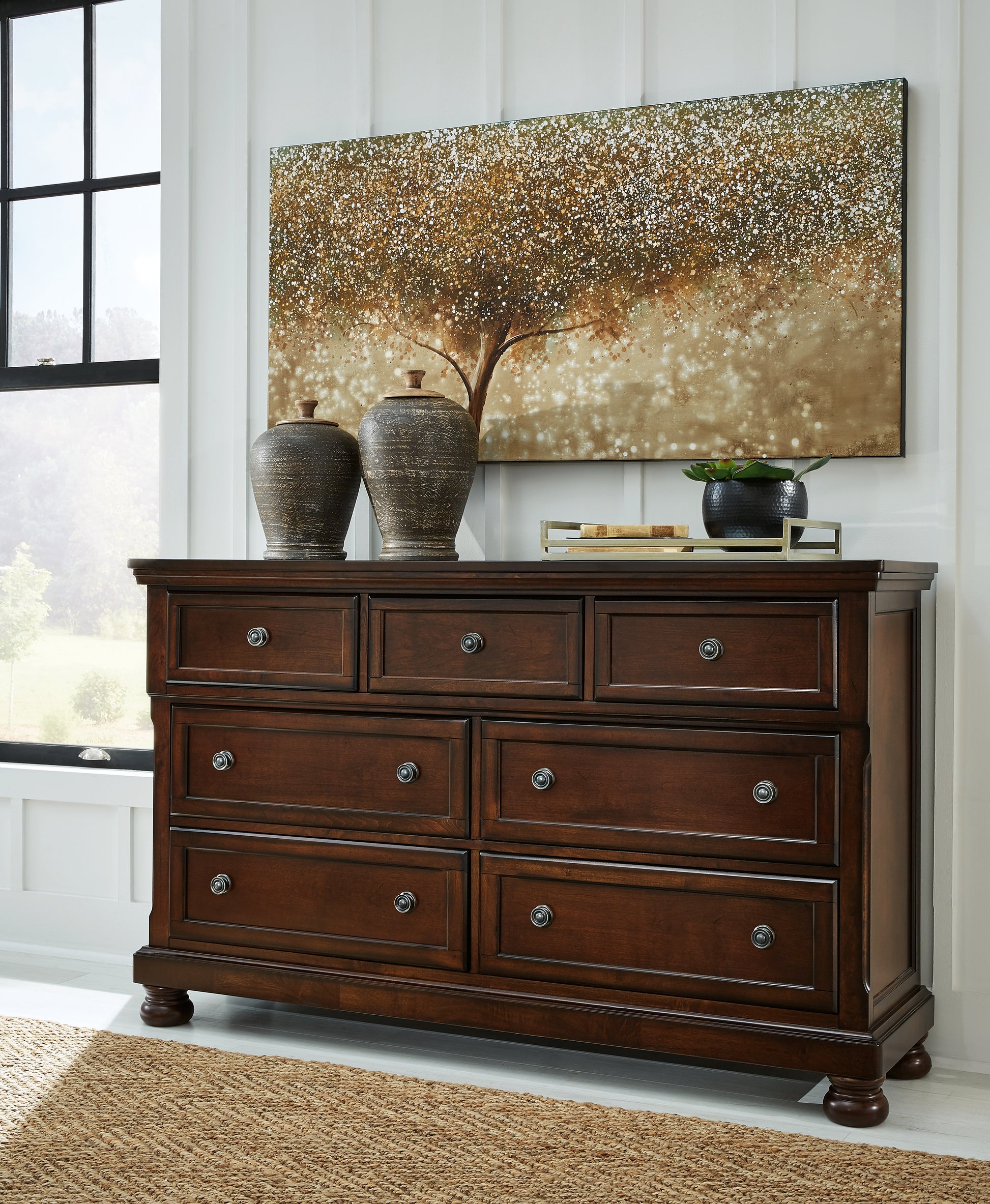 Pines Furniture Outlet - Ashley Furniture - Porter Bedroom - Queen Sleigh Bed / Rustic Brown - B697B48