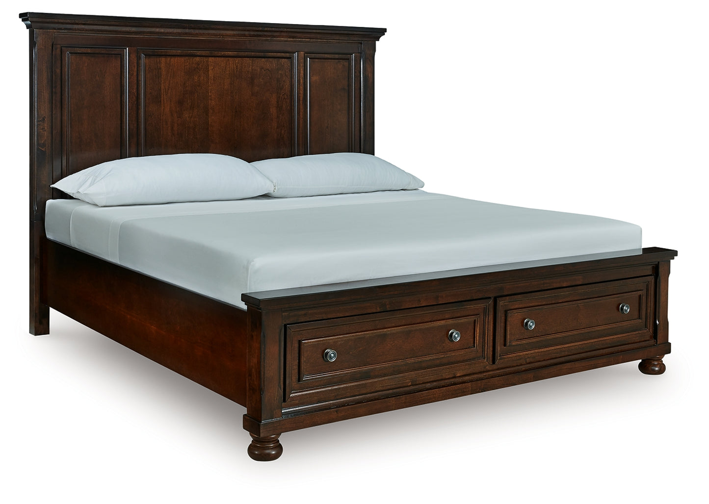 Pines Furniture Outlet - Ashley Furniture - Porter Bedroom - California King Panel Storage Bed / Rustic Brown - B697B46