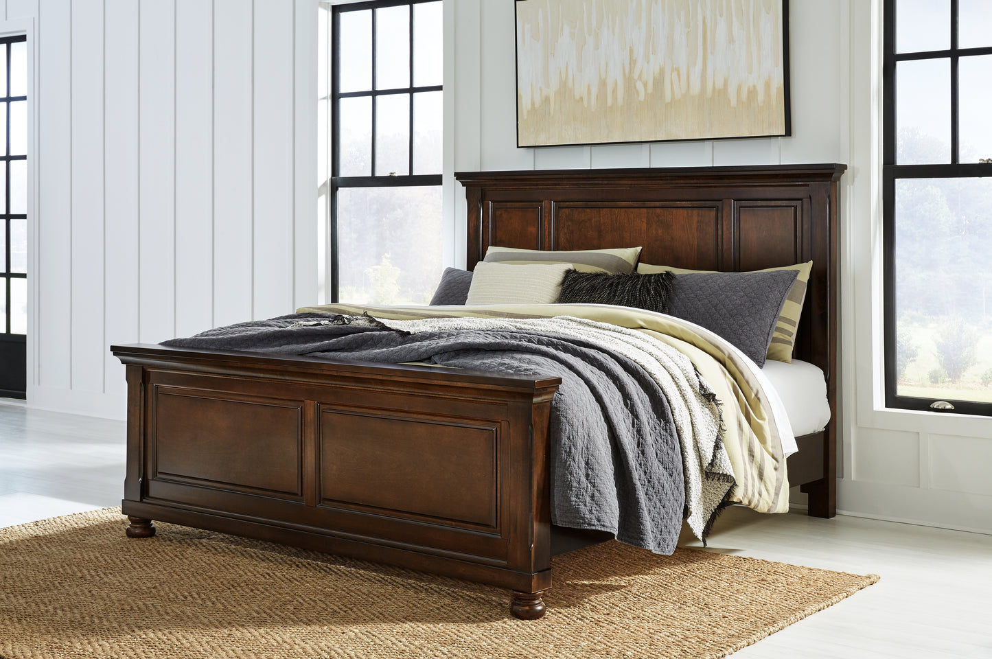 Pines Furniture Outlet - Ashley Furniture - Porter Bedroom - California King Panel Bed / Rustic Brown - B697B12