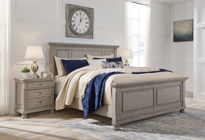 Pines Furniture Outlet - Ashley Furniture - Lettner Bedroom - Queen Panel Bed / Light Gray - B733B2