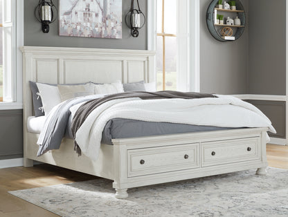 Pines Furniture Outlet - Ashley Furniture - Robbinsdale Bedroom - King Panel Storage Bed / Antique White - B742B25