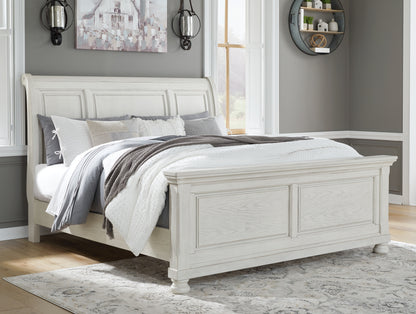 Pines Furniture Outlet - Ashley Furniture - Robbinsdale Bedroom - King Sleigh Bed / Antique White - B742B22