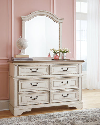 Pines Furniture Outlet - Ashley Furniture - Realyn Bedroom - Dresser and Mirror / Chipped White - B743B12