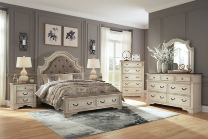 Pines Furniture Outlet - Ashley Furniture - Realyn Bedroom - Queen Upholstered Storage Bed / Two-tone - B743B18