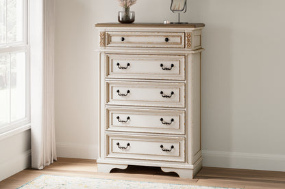 Pines Furniture Outlet - Ashley Furniture - Realyn Bedroom - Five Drawer Chest / Two-tone - B743-46