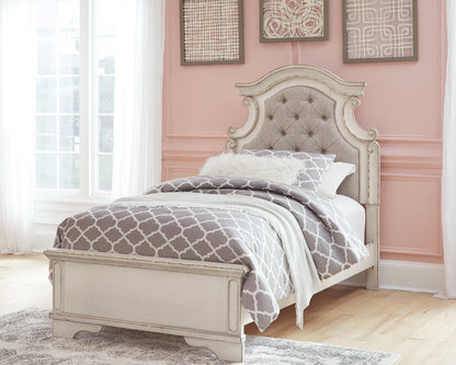 Pines Furniture Outlet - Ashley Furniture - Realyn Bedroom - Twin Panel Bed / Chipped White - B743B13