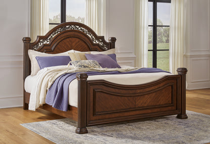 Pines Furniture Outlet - Ashley Furniture - Lavinton Bedroom - King Poster Bed / Brown - B764B9
