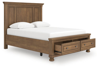 Pines Furniture Outlet - Ashley Furniture - Feddinger Bedroom - Queen Panel Storage Bed / Medium Brown - PCB779B11