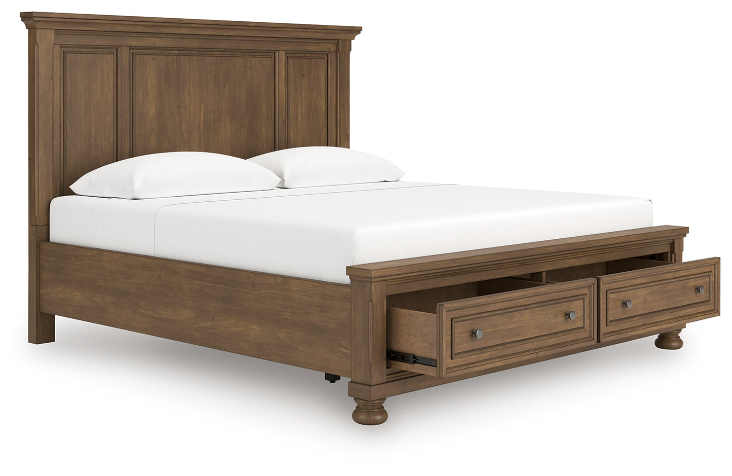 Pines Furniture Outlet - Ashley Furniture - Feddinger Bedroom - King Panel Storage Bed / Medium Brown - PCB779B12