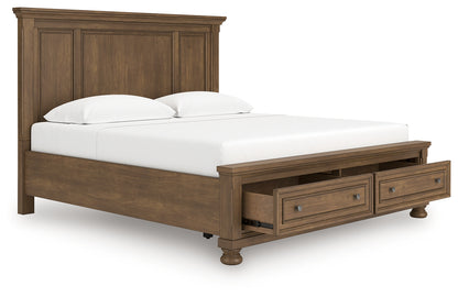 Pines Furniture Outlet - Ashley Furniture - Feddinger Bedroom - King Panel Storage Bed / Medium Brown - PCB779B12