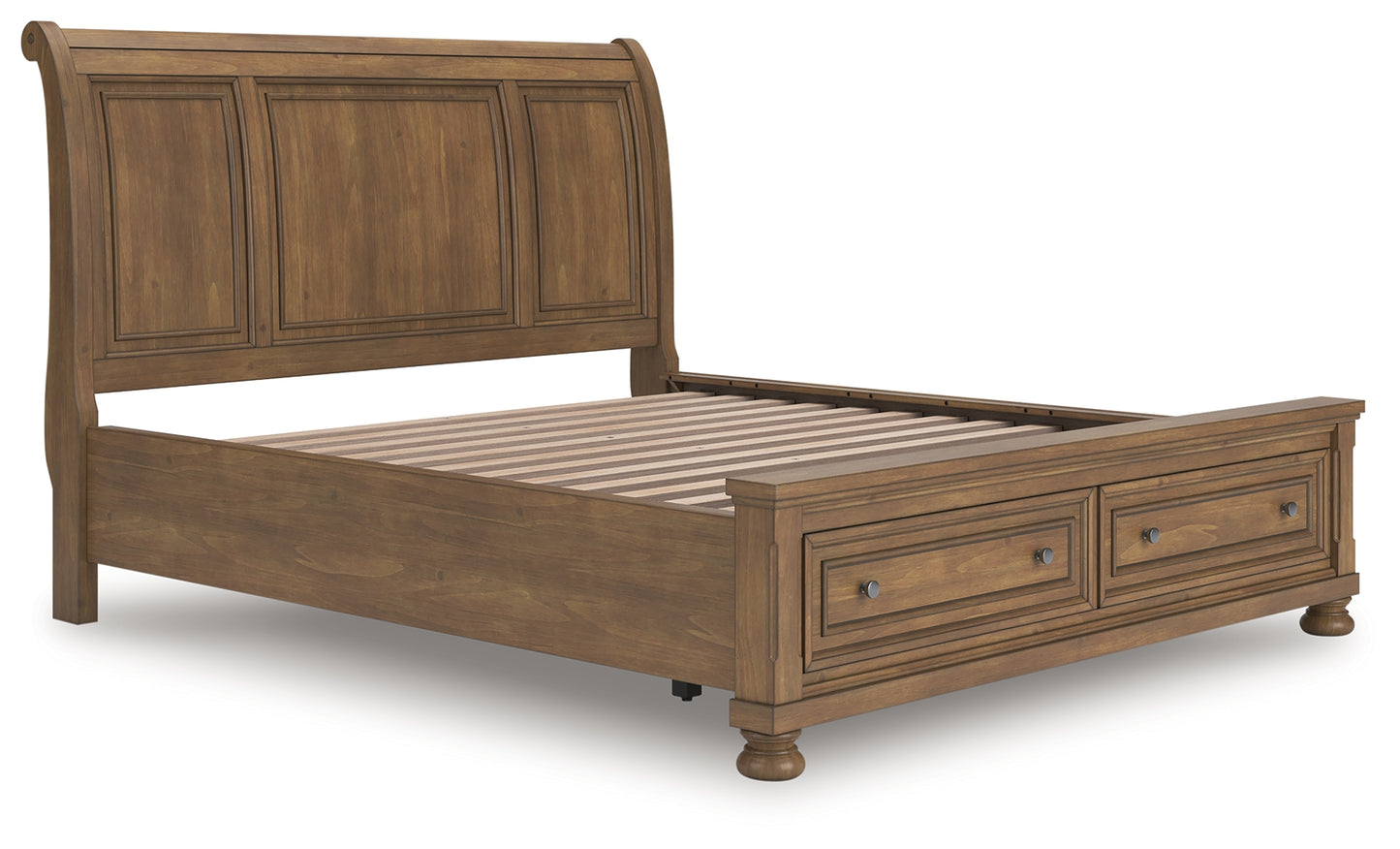 Pines Furniture Outlet - Ashley Furniture - Feddinger Bedroom - California King Storage Sleigh Bed / Medium Brown - PCB779B9
