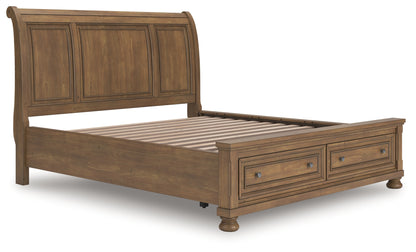 Pines Furniture Outlet - Ashley Furniture - Feddinger Bedroom - California King Storage Sleigh Bed / Medium Brown - PCB779B9