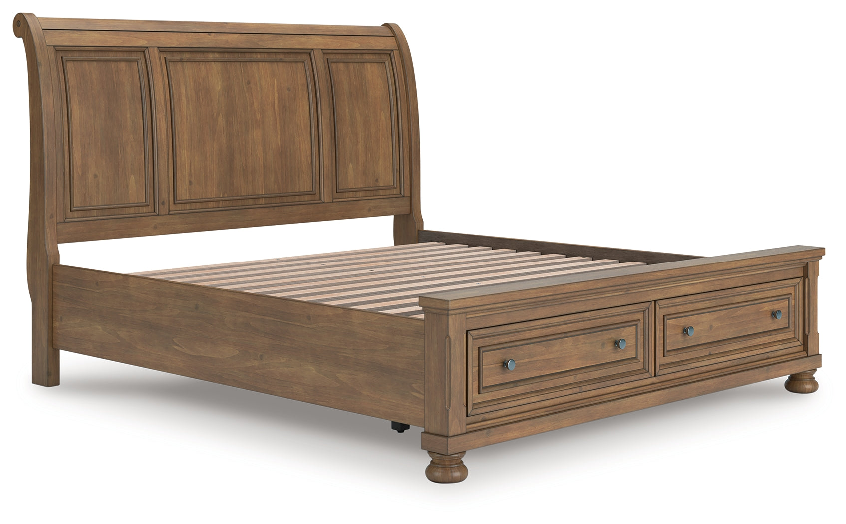 Pines Furniture Outlet - Ashley Furniture - Feddinger Bedroom - California King Panel Storage Bed / Medium Brown - PCB779B13