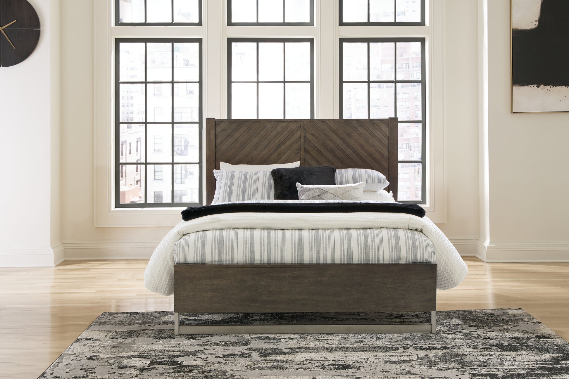 Pines Furniture Outlet - Ashley Furniture - Arkenton Bedroom - Queen Panel Bed / Grayish Brown - B786B2