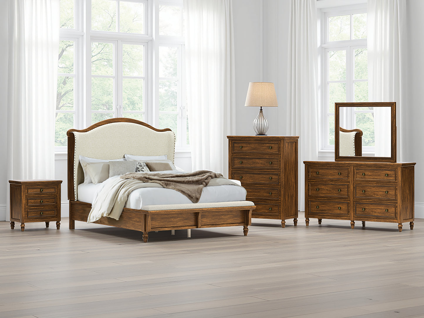 Pines Furniture Outlet - Ashley Furniture - Sturlayne Bedroom - Queen Upholstered Panel Bed / Brown - B787B2
