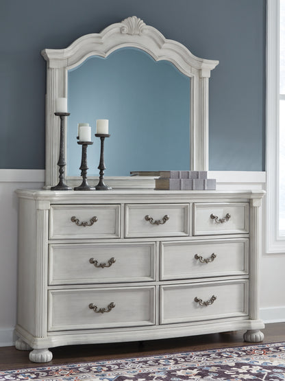 Pines Furniture Outlet - Ashley Furniture - Montelaine Bedroom - Dresser and Mirror / Antique White - B795B1